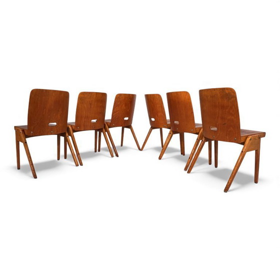 Image 1 of Set aus 6 stapelbaren Esszimmerstühlen im Bauhaus-Stil, 1960