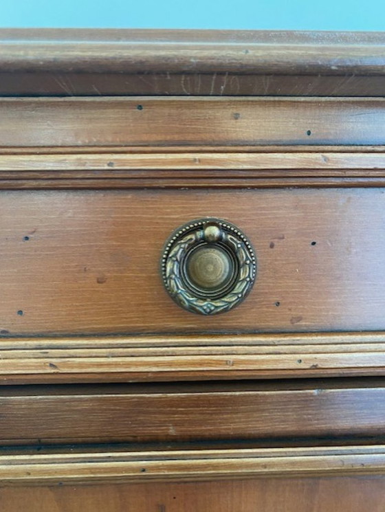 Antique cherry wood secretaire with leather writing surface, Desk, Brown, Vintage (photo 6 of 7)