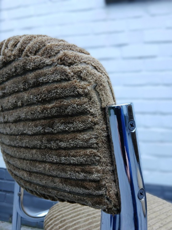 Image 1 of 4x Retro-Stühle / aus Metallrohr und Cord