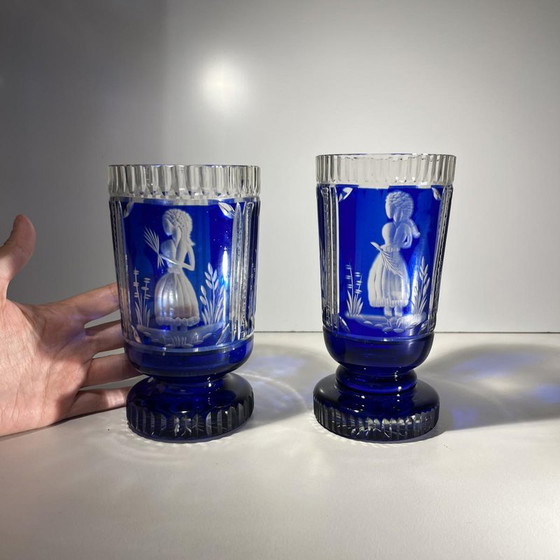 Verres en Cristal de Bohême, 1900, Lot de 2 – Verres et carafes, Crystal, Glass, Bohemian (photo 3 of 14)