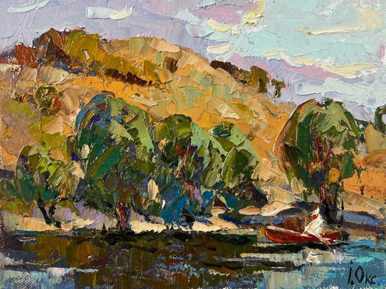 Image 1 of Original Oil Painting Summer Coastal Landscape High noon heat