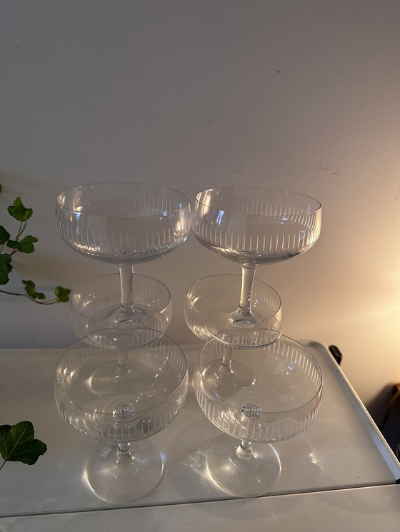 Image 1 of Set Of 6 Vintage Crystal Coupe Champagne Glasses