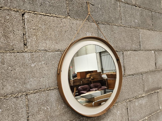 Image 1 of Vintage 1970s PVC and faux leather wall mirror