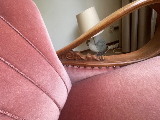 Image 1 of Set van 4 Art Deco fauteuils (ca. 1920-1950) | Opnieuw bekleed met roze fluweel