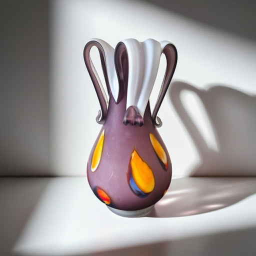 Murano purple art sculptural vase