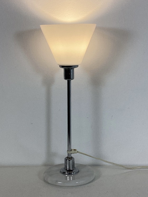 Image 1 of Lampada postmoderna vintage in stile art déco in vetro e marmo