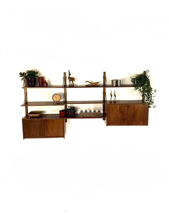 Image 1 of Vintage Danish modular teak wall system '60