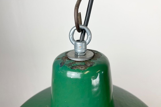 Image 1 of Industrielle grüne Emaille-Hängelampe, 1960er Jahre