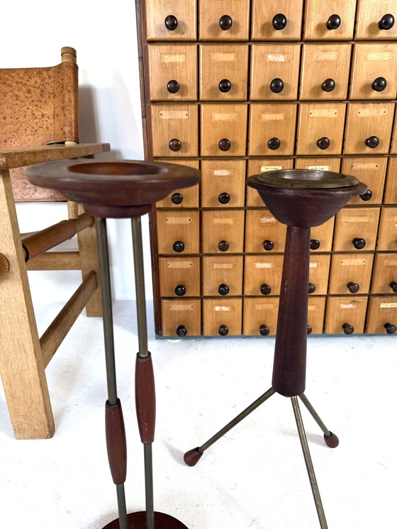 Image 1 of Set di 2 posacenere vintage danesi in teak, anni '60.