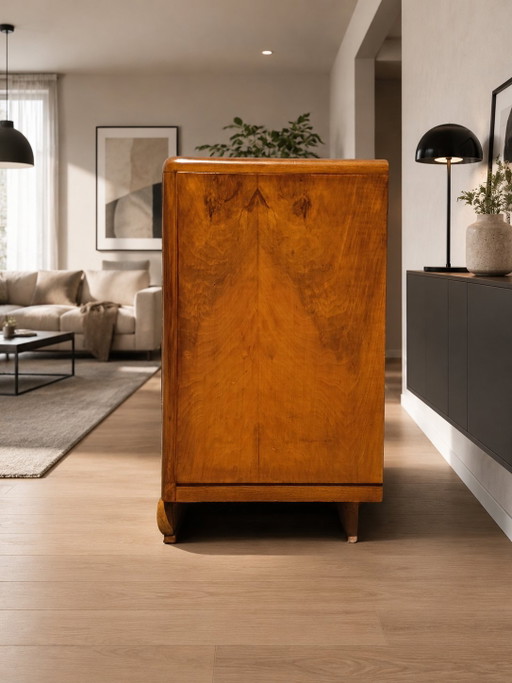 Commode Art Déco en noyer des années 1940