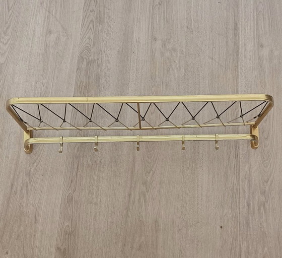 Image 1 of Fifties string coat rack with five coat hooks