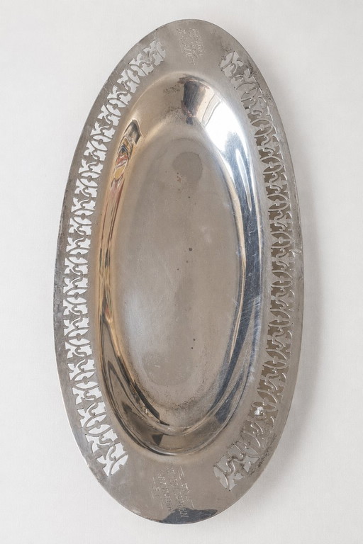 Bandeja ovalada antigua de plata calada de Wm Hutton & Sons Sheffield, Canadá – tafelaccessoires, Metal