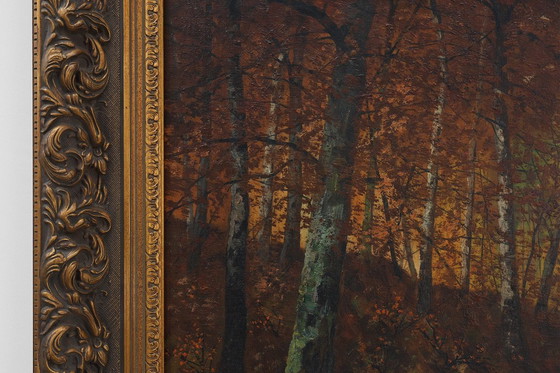 Image 1 of Peinture à l'huile sur toile signée, représentant une forêt, Paris, 1926