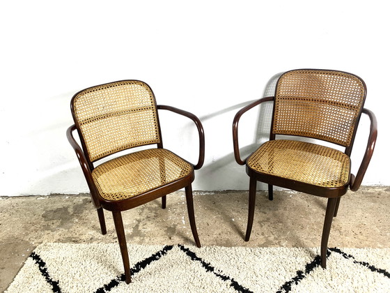 Image 1 of Chaises vintage A811 en rotin par Josef Hoffmann pour Thonet, années 1930, ensemble de 2