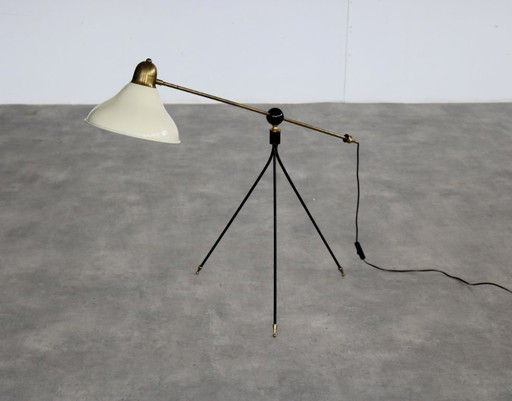 Lampada da terra vintage | lampada | ottone | anni '60