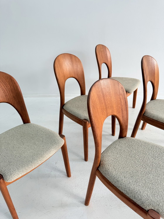 Set van 5 vintage ‘Morten chairs’, Koefoeds Hornslet ‘70 – Eetkamerstoelen, Wood, Wool (photo 3 of 9)
