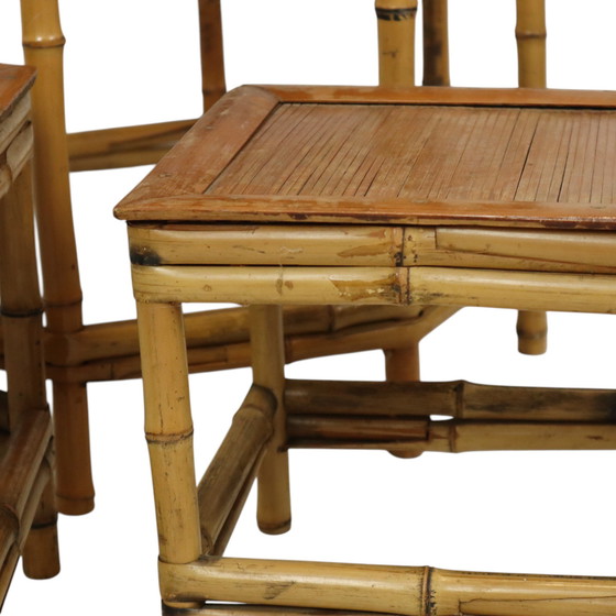 Image 1 of Bamboo and Rattan Side Tables Plant Tables Boho