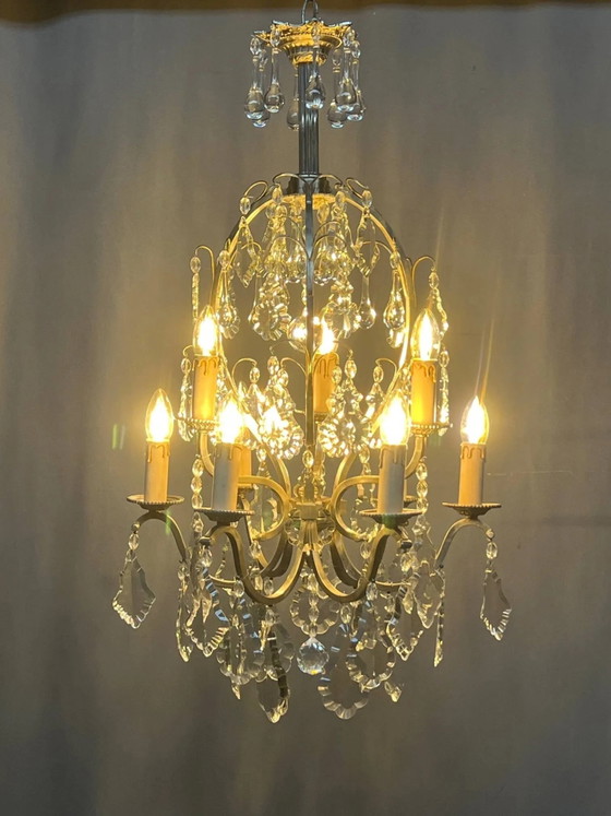 Lampadario in stile rococò con 9 bracci portalampada. – Bronze, Crystal (photo 4 of 8)
