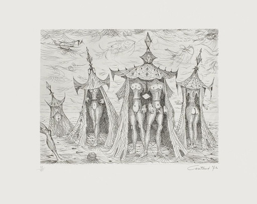 Lucien COUTAUD Un bel été Acquaforte firmata 1972