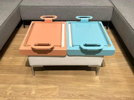 Design on Stock Slide Serving Tray Orange & Blue Set