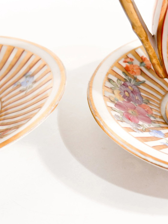 Pair of Hand-painted Dresden Porcelain Demitasse Cups, 1950s, Crockery, Rococo (photo 9 of 14)