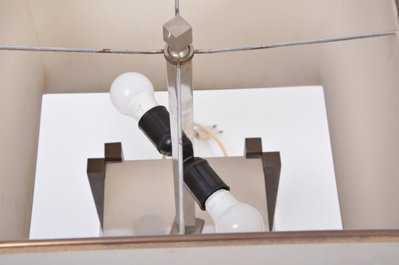 Image 1 of Grande lampe de table Romeo Rega de style Hollywood Regency en laiton et chrome