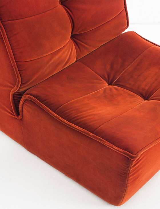Fauteuil lounge vintage en velours. Distribué par Cinna. France, années 1980. – Velvet (photo 10 of 12)