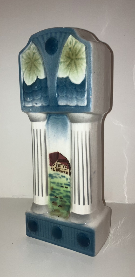 Image 1 of Vintage Belgische schouwvaas / ca. 1935-1940 /  handbeschilderde faience
