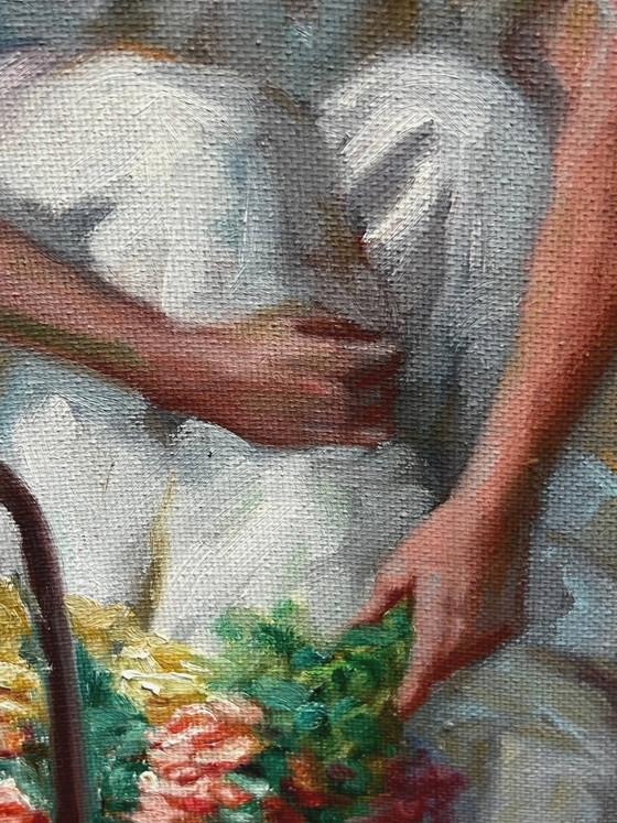 Portrait of a girl with flowers by Alfredo Mompo Roca. – Paintings & Drawings, Canvas (photo 6 of 8)