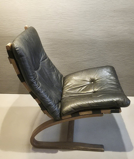 Poltrone Kengu di E. & N. Solheim per Rybo, Scandinavia, anni '70, Set di 2 – Rybo Rykken, Pelle, Legno (photo 10 of 10)
