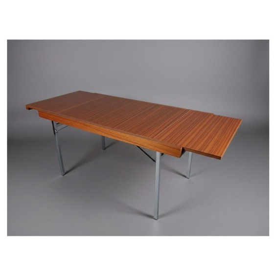 Image 1 of Pieter de Bruyne extendable dining table for AL Meubel / V-form - teak & chrome 1960s
