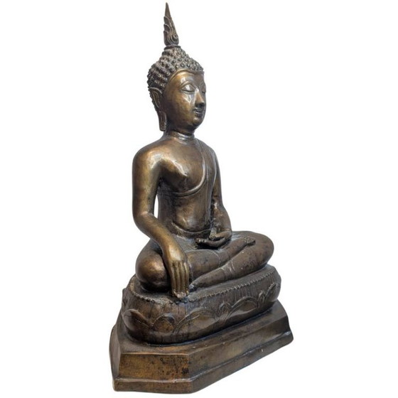 Large Antique Thai Bronze Buddha – 19th Century - 120 – Sculpture (photo 2 of 10)