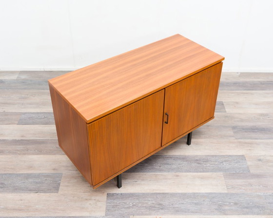 Image 1 of Two-door chest of drawers in walnut from the 1960s with a beautiful veneer pattern.