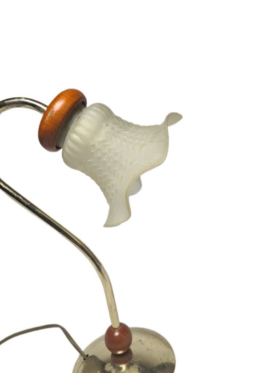 Art Deco Bedside Lamp, Poland, 1980s – Table lamps, Glass, Wood (photo 5 of 8)