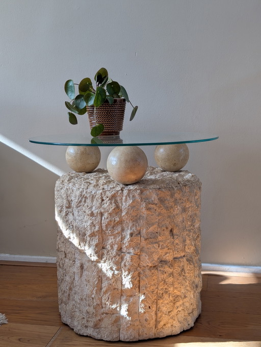 Pierre Magnussen Ponte Mactan coffee table vintage 1980s | glass top