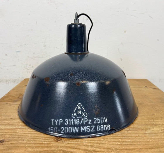 Image 1 of Lampada a sospensione industriale in smalto blu scuro di EMAX, anni '60