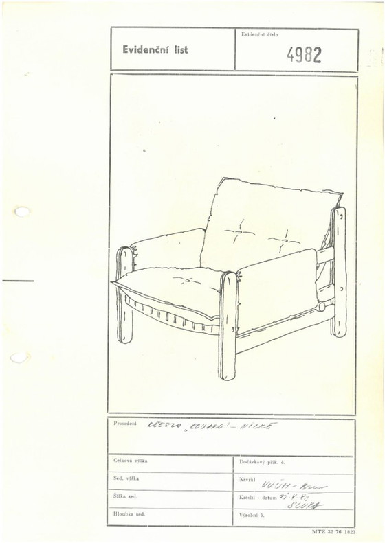 Image 1 of Poltrone in pelle marrone e noce di TON, Cecoslovacchia, set di 2