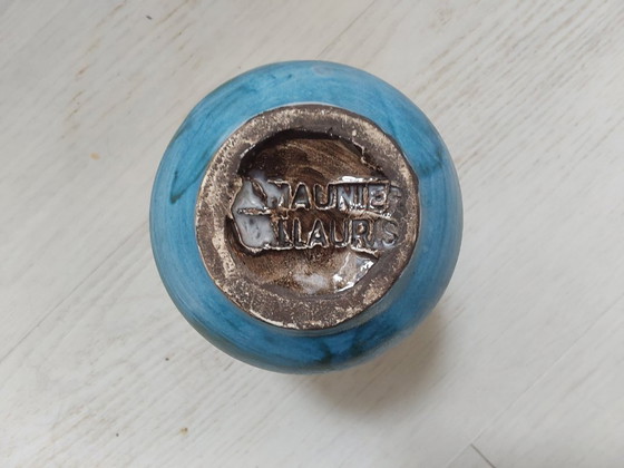 Image 1 of Vase Alain Maunier bleu dessins ethniques 