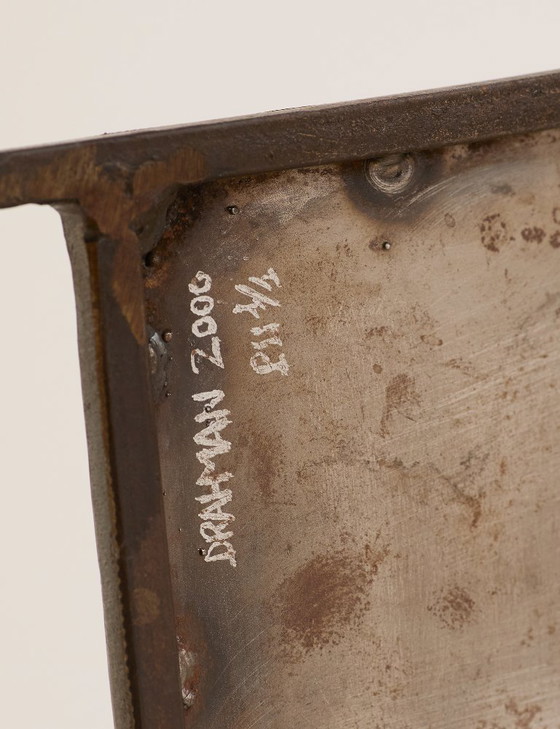 Image 1 of Sculpturaal metalen bankje / Gesigneerd kunstwerk uit 2000