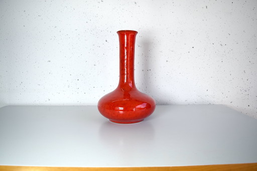 1960s Red Vintage Ceramic Vase West Germany
