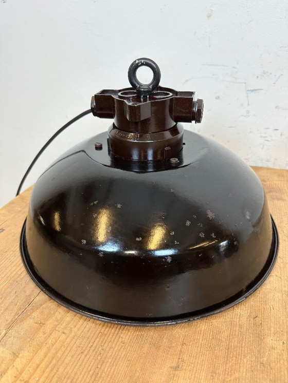 Image 1 of Industrial Black Enamel Factory Pendant Lamp, 1950s