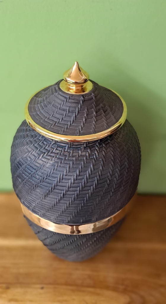 Vaso con coperchio Ceramer ceramica/ oro, Vasi, Nero (foto 3 di 8)