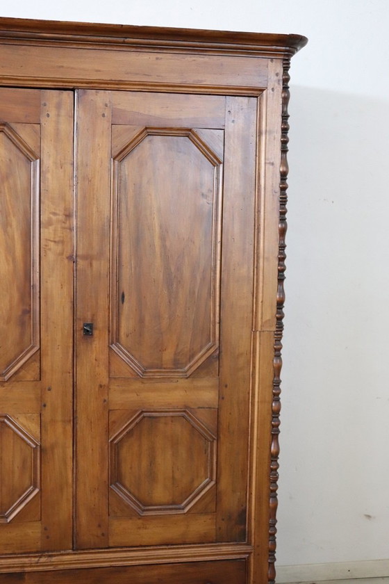 Image 1 of Solid Poplar Wood Antique Wardrobe, Italy Mid 19th Century