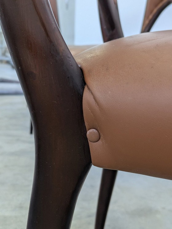 Image 1 of Chair - Wood, Leather - Set of Eight Art Deco Chairs