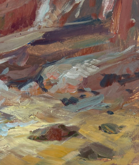 Image 1 of Original Oil Painting Coastal Rock Landscape Between the sky and the sea