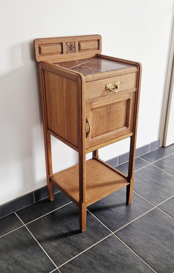 Image 1 of Art Deco furniture - Solid oak and marbled - 1920
