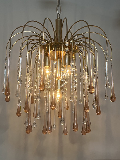 XL vintage pink taerdrop chandelier pendant lamp pendants