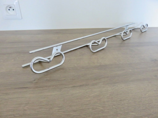 Großer Wandgarderobenständer aus verchromtem Metall, 1970
