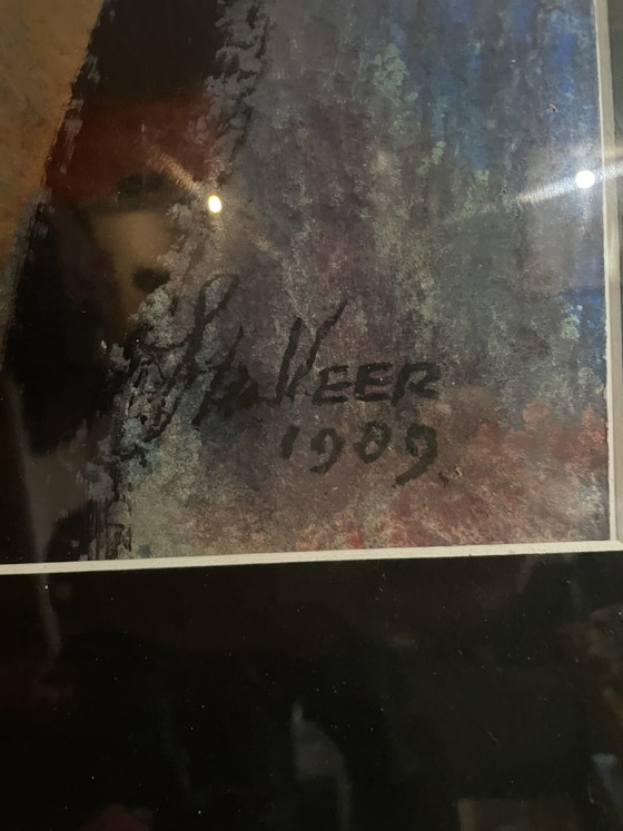 Image 1 of Large work by artist Veer 1989 Haarlem abstract and nude female signed same as the 2 small works from the inheritance