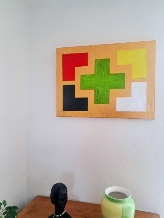 Image 1 of Enzo SAN MARCO - Essential Colors on a Gold Background - Artist's Painting